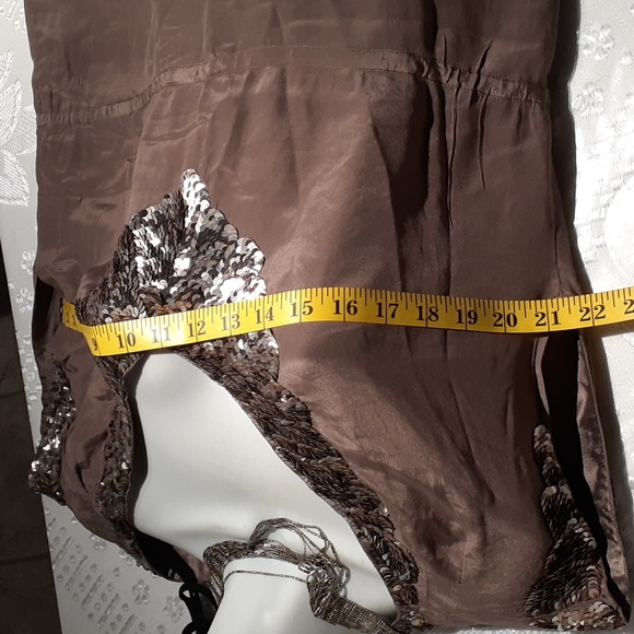 French Connection Brown V neck sequins sleeveless woman top - Picture 6 of 6